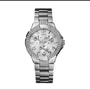 Authentic GUESS  Silver Tone Prism Stainless-Steel